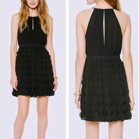 Diane Von Furstenberg DVF Gia Black Ruffle Skirt Cocktail Dress Size 8 Formal - Picture 10 of 13